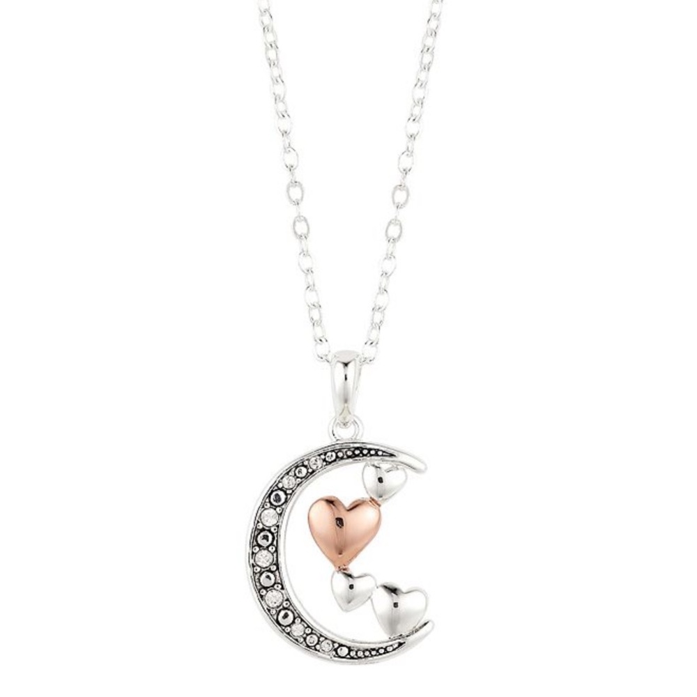 Gold Moon Necklace with Crystals